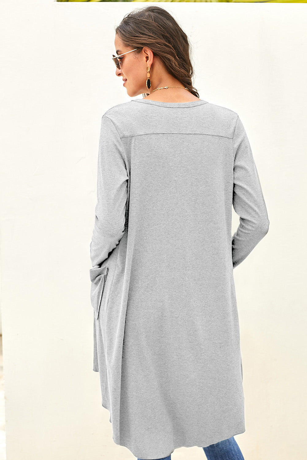 V-Neck Long Sleeve Cardigan with Pocket - Women’s Clothing & Accessories - Shirts & Tops - 8 - 2024