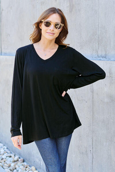 V-Neck Long Sleeve Top - Black / S - Women’s Clothing & Accessories - Shirts & Tops - 20 - 2024