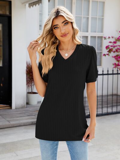 V-Neck Short Sleeve Blouse - Women’s Clothing & Accessories - Shirts & Tops - 19 - 2024