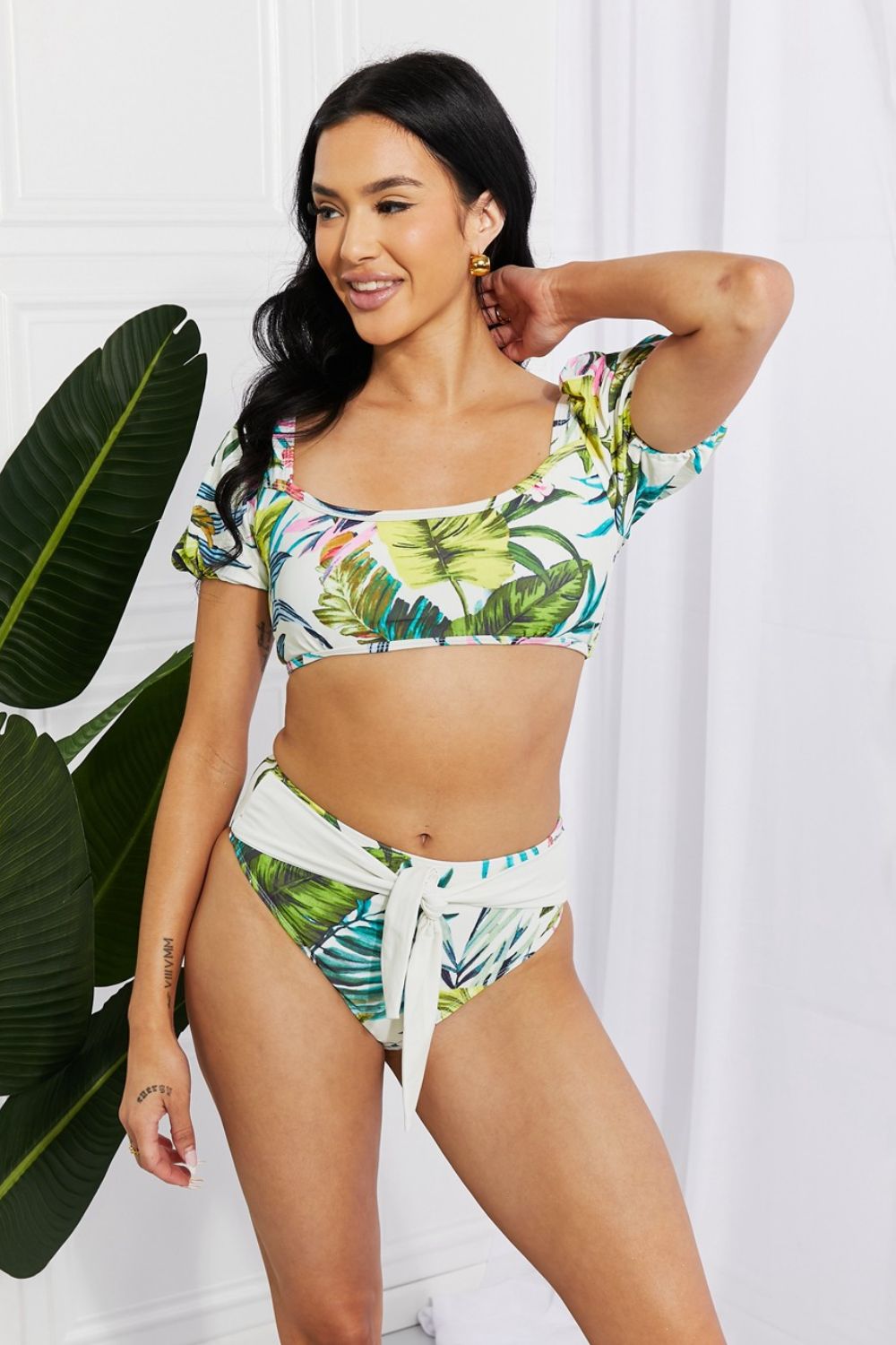 Vacay Ready Puff Sleeve Bikini in Floral - White / S - Women’s Clothing & Accessories - Swimwear - 1 - 2024