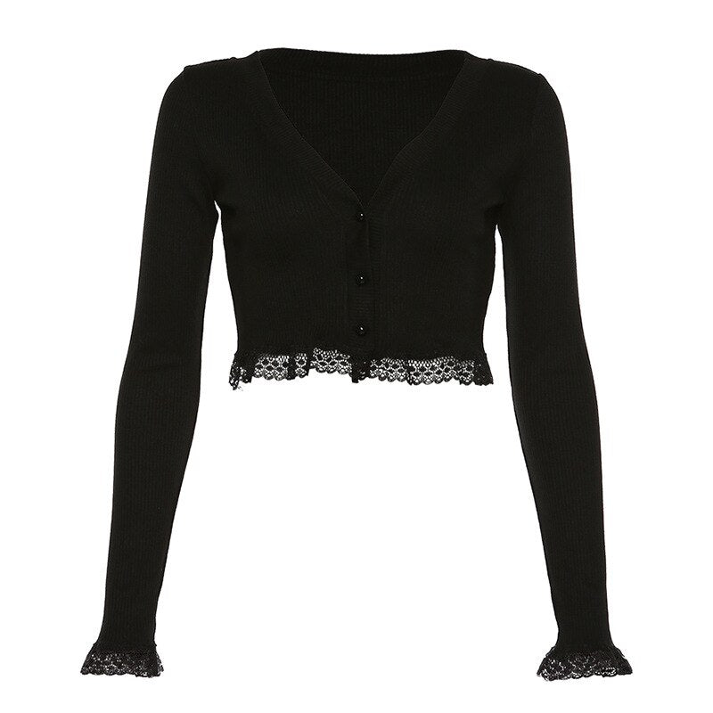 Vintage Gothic Lace Black Cardigan - Black / M - Women’s Clothing & Accessories - Shirts & Tops - 26 - 2024