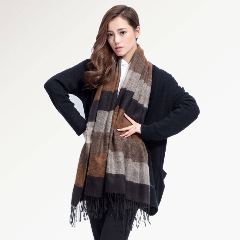 Warm Wide Striped Pashmina Scarf - Brown - Women’s Clothing & Accessories - Shirts & Tops - 11 - 2024