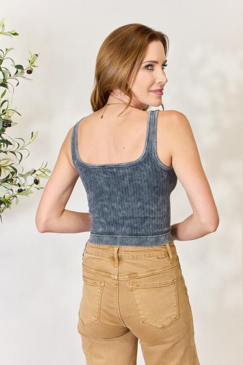 Washed Ribbed Cropped Tank - Women’s Clothing & Accessories - Shirts & Tops - 2 - 2024