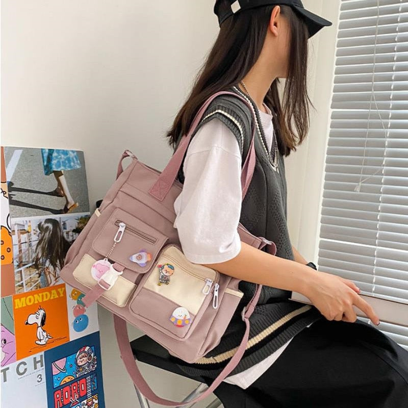 Waterproof Canvas Handbag - Pink / 34X27X10cm - Women’s Clothing & Accessories - Handbags - 8 - 2024