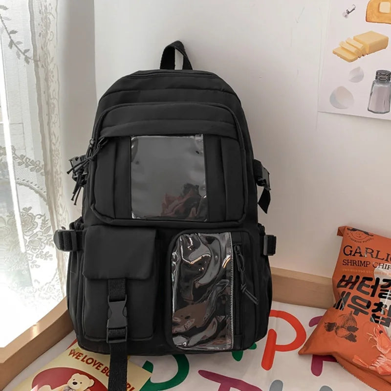 Waterproof Nylon Women’s Backpack - Multi-Pocket Kawaii School & Laptop Bag - Charcoal / Nearest Warehouse