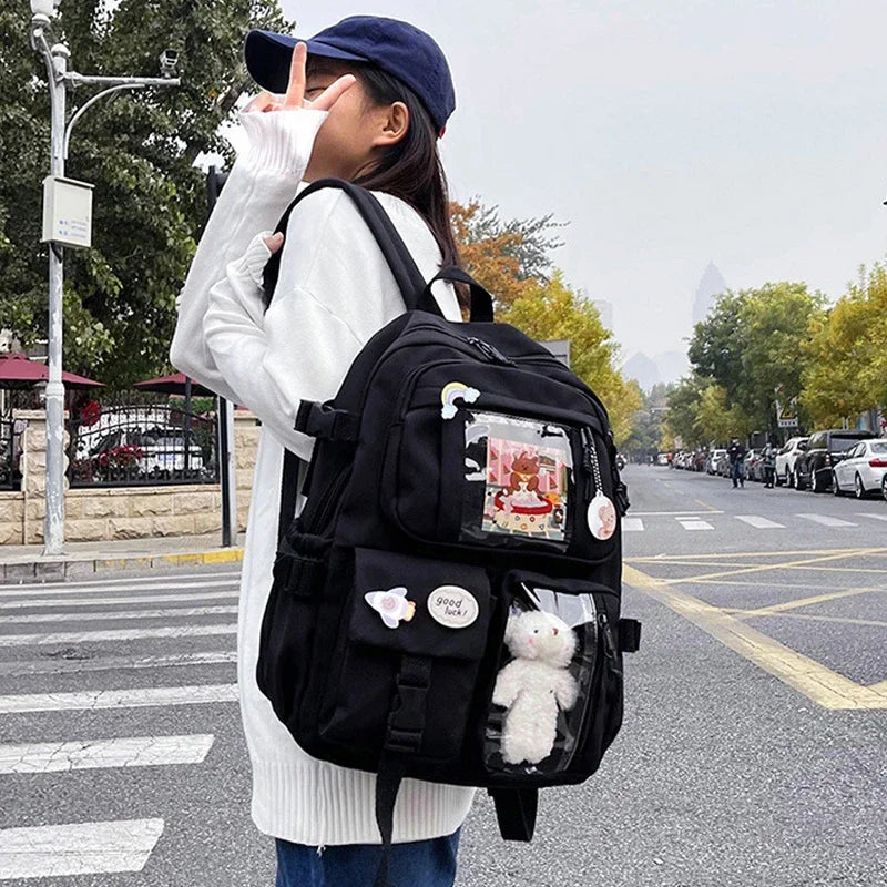 Waterproof Nylon Women’s Backpack - Multi-Pocket Kawaii School & Laptop Bag - Women’s Clothing & Accessories
