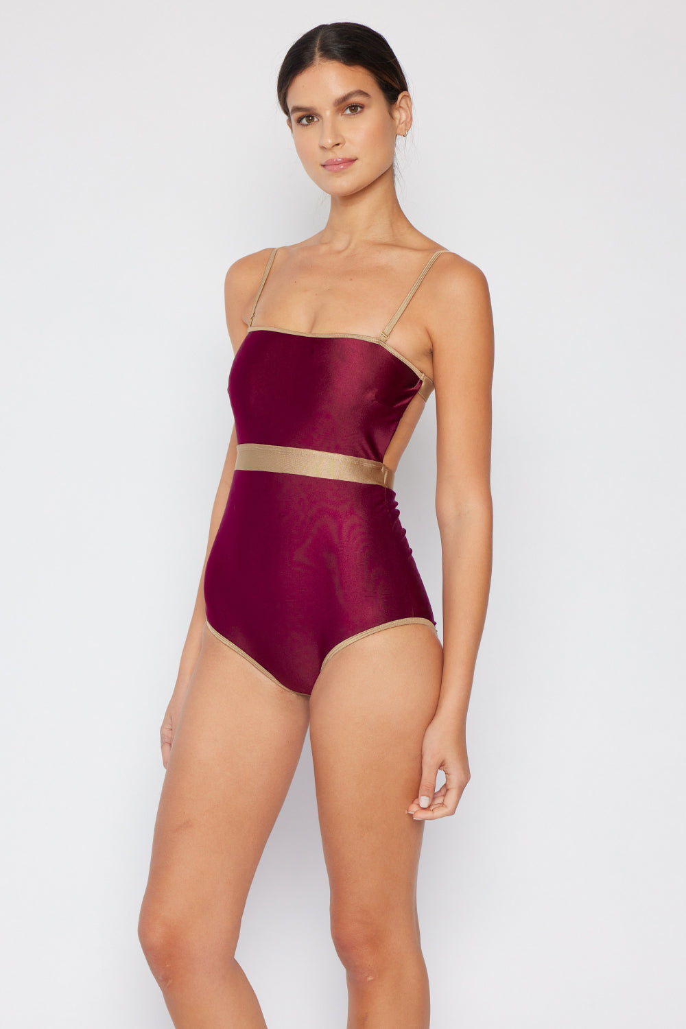 Wave Break Contrast Trim One-Piece in Wine - Women’s Clothing & Accessories - Swimwear - 9 - 2024