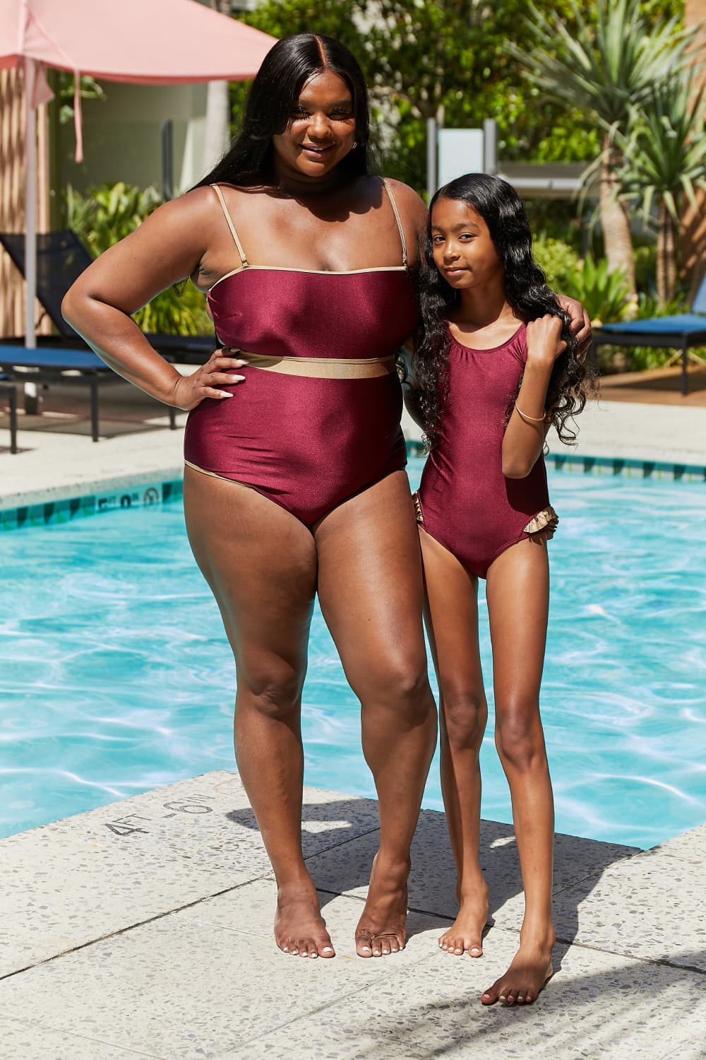 Wave Break Contrast Trim One-Piece in Wine - Dark Red / S - Women’s Clothing & Accessories - Swimwear - 1 - 2024