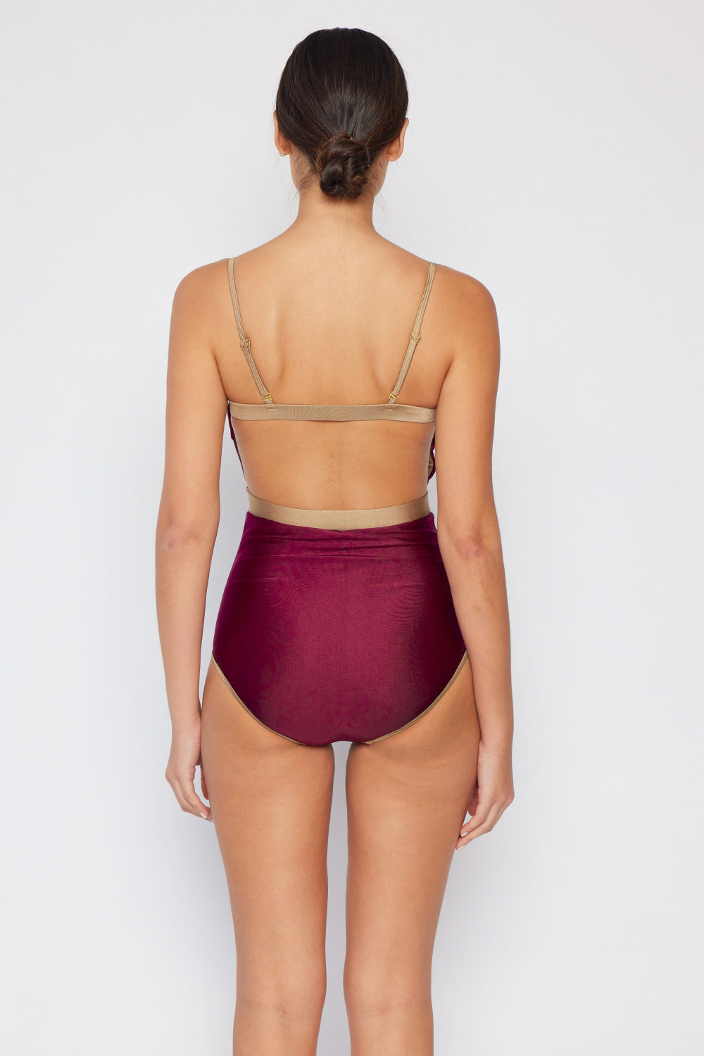 Wave Break Contrast Trim One-Piece in Wine - Women’s Clothing & Accessories - Swimwear - 10 - 2024