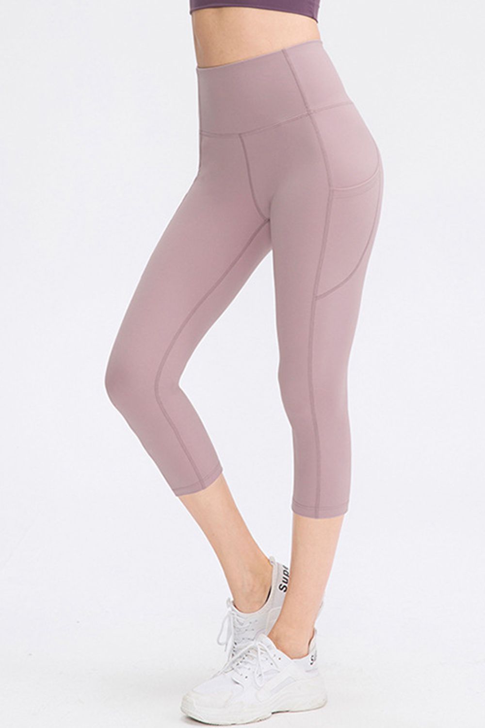 Wide Waistband Cropped Active Leggings with Pockets - Women’s Clothing & Accessories - Activewear - 3 - 2024