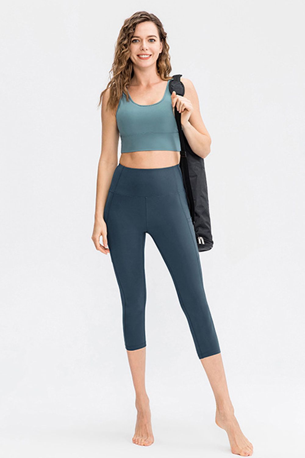 Wide Waistband Cropped Active Leggings with Pockets - Women’s Clothing & Accessories - Activewear - 9 - 2024