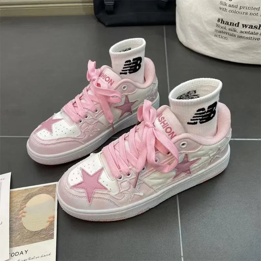 Y2K Pink Flat Fashion Sneakers for Women - Pink / 35 - Women’s Clothing & Accessories - Shoes - 7 - 2024