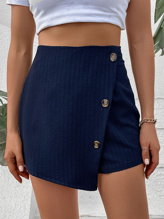 Zip-Back High Waist Shorts - Dark Blue / S - Women’s Clothing & Accessories - Shorts - 1 - 2024