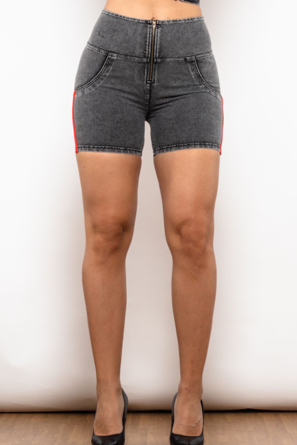 Zip Closure Denim Shorts - Gray / XS - Women’s Clothing & Accessories - Shorts - 1 - 2024