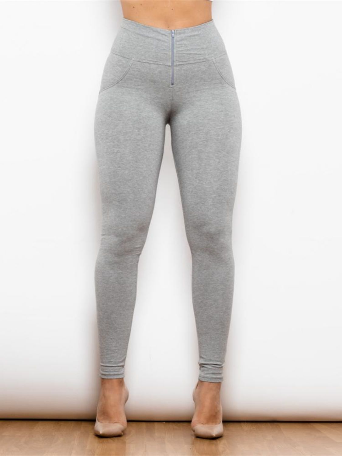 Zip Detail High Waist Leggings - Light Gray / XS - Women’s Clothing & Accessories - Pants - 1 - 2024