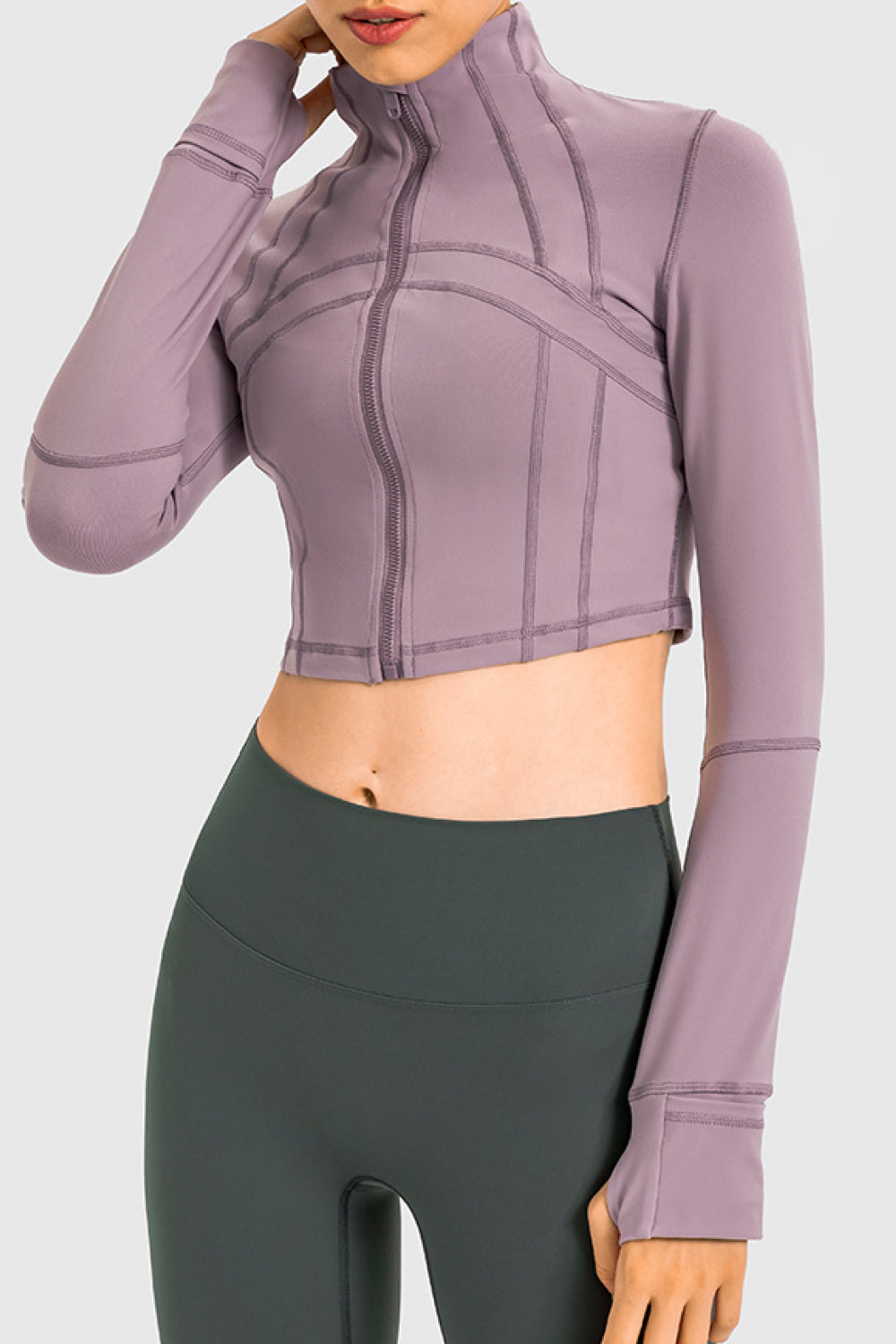 Zip Front Cropped Sports Jacket - Purple / 2 - Women’s Clothing & Accessories - Shirts & Tops - 8 - 2024