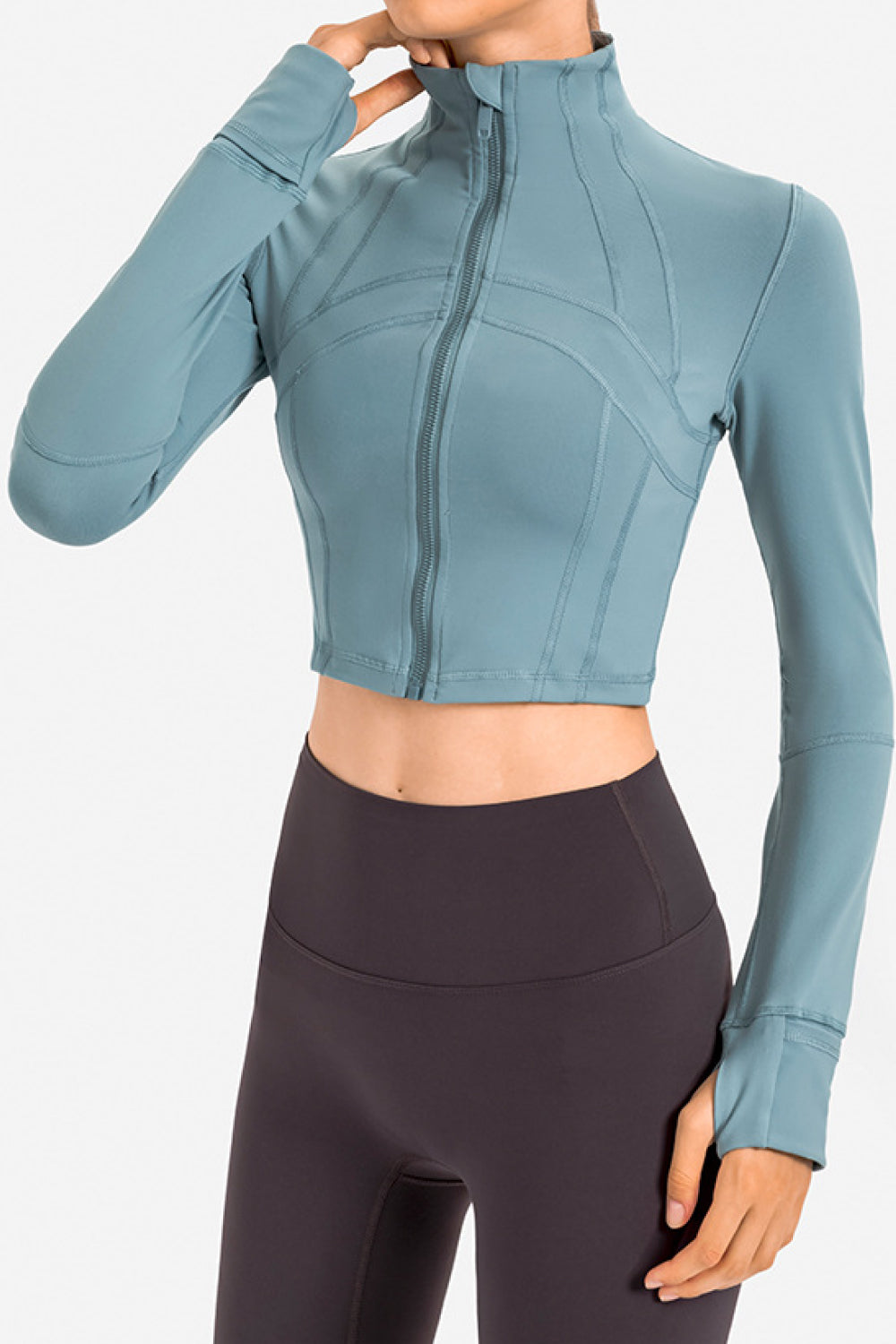 Zip Front Cropped Sports Jacket - Blue / 2 - Women’s Clothing & Accessories - Shirts & Tops - 10 - 2024