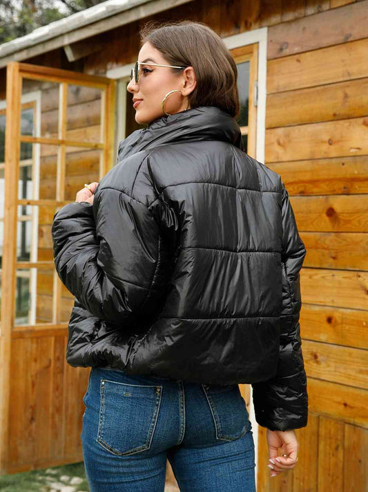 Zip-Up High Neck Puffer Jacket - Women’s Clothing & Accessories - Coats & Jackets - 2 - 2024