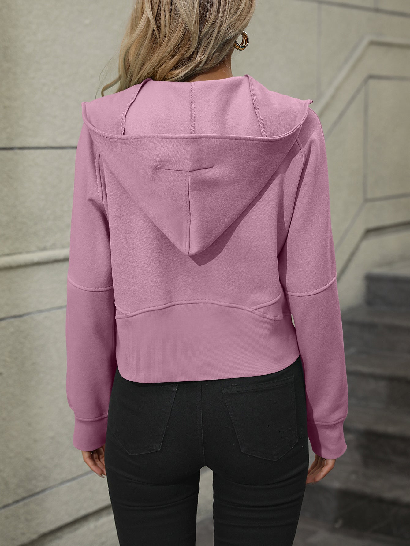 Zip-Up Raglan Sleeve Hoodie with Pocket - Women’s Clothing & Accessories - Shirts & Tops - 3 - 2024