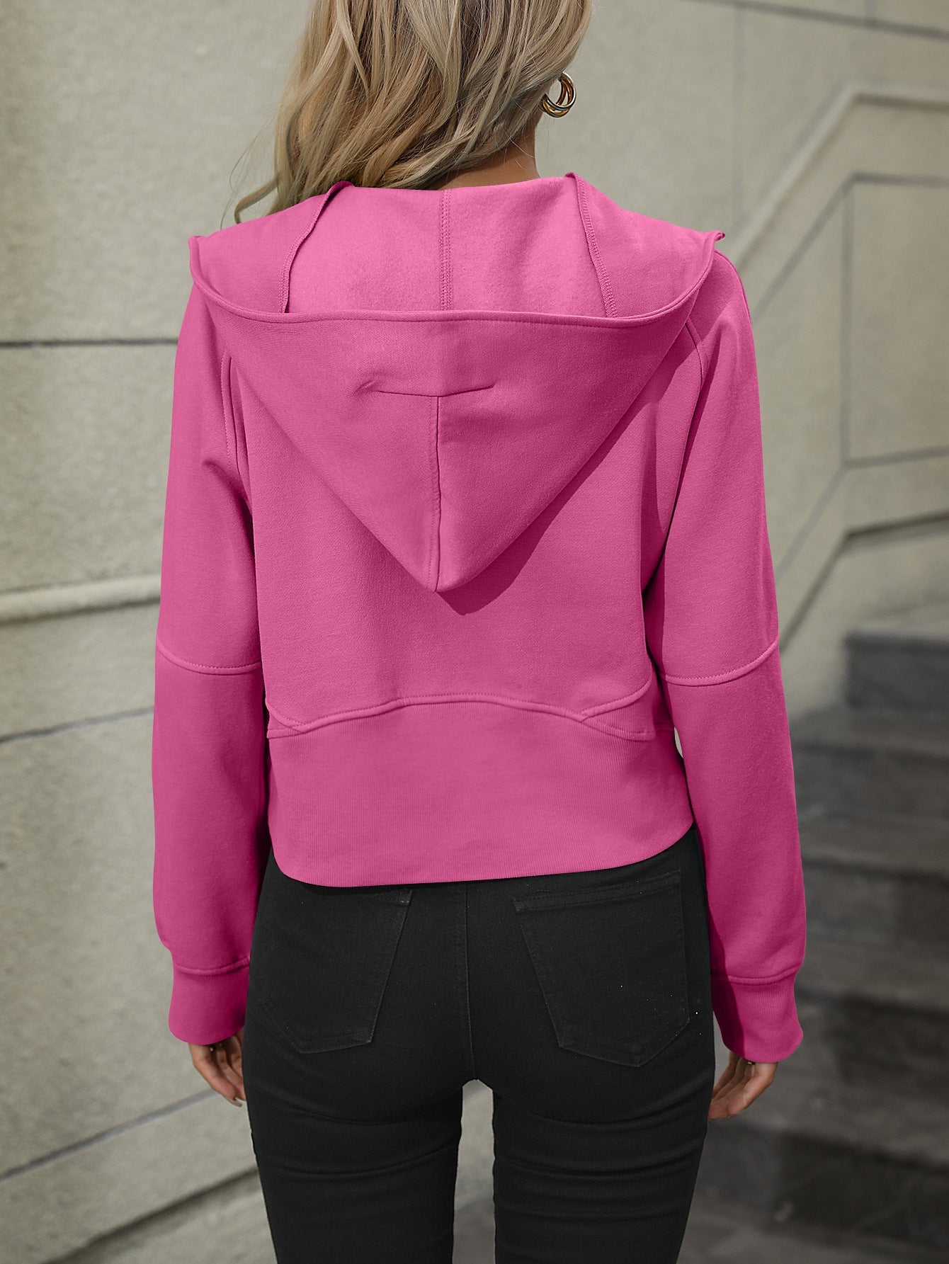 Zip-Up Raglan Sleeve Hoodie with Pocket - Women’s Clothing & Accessories - Shirts & Tops - 5 - 2024
