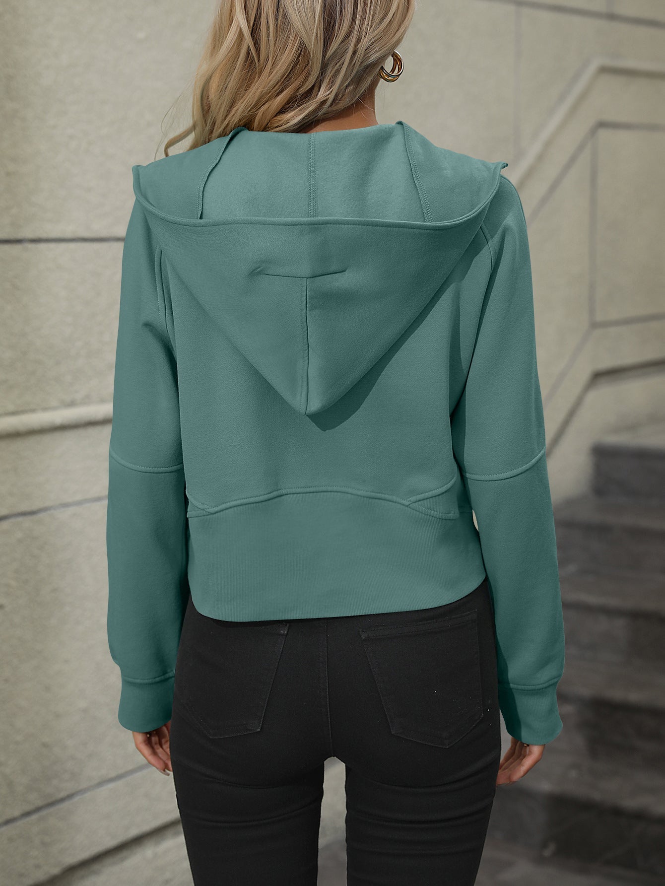 Zip-Up Raglan Sleeve Hoodie with Pocket - Women’s Clothing & Accessories - Shirts & Tops - 21 - 2024