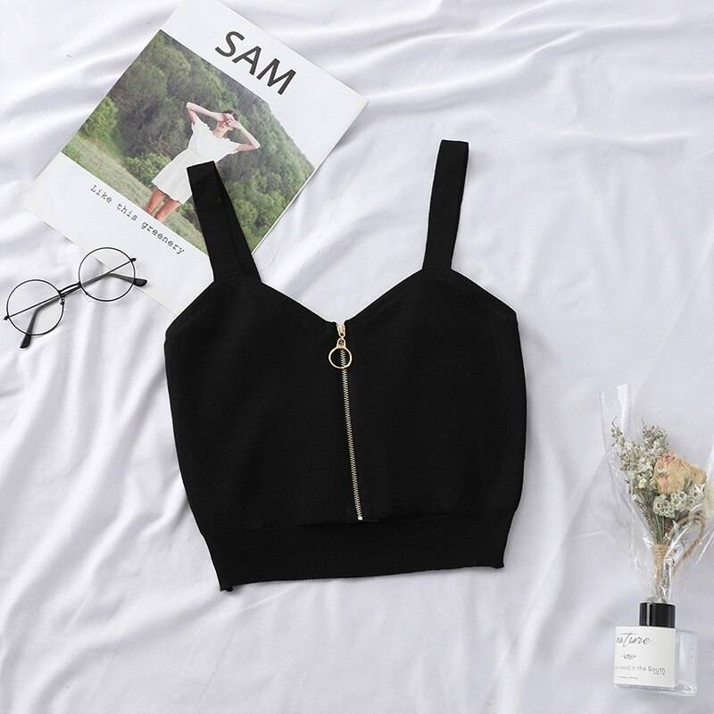 Zipper Crop Top - Black / XL - Women’s Clothing & Accessories - Shirts & Tops - 25 - 2024