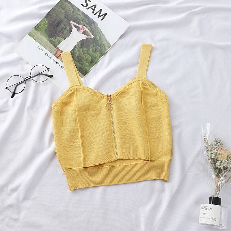 Zipper Crop Top - Yellow / L - Women’s Clothing & Accessories - Shirts & Tops - 26 - 2024