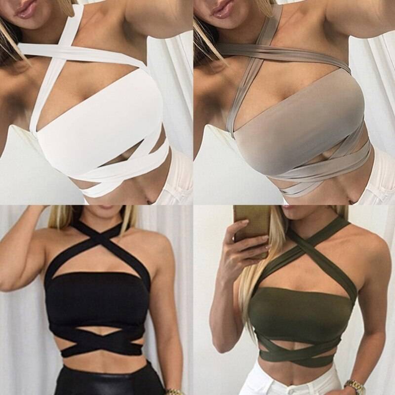 Women’s Criss-Cross Style Crop Top - Women’s Clothing & Accessories - Shirts & Tops - 5 - 2024