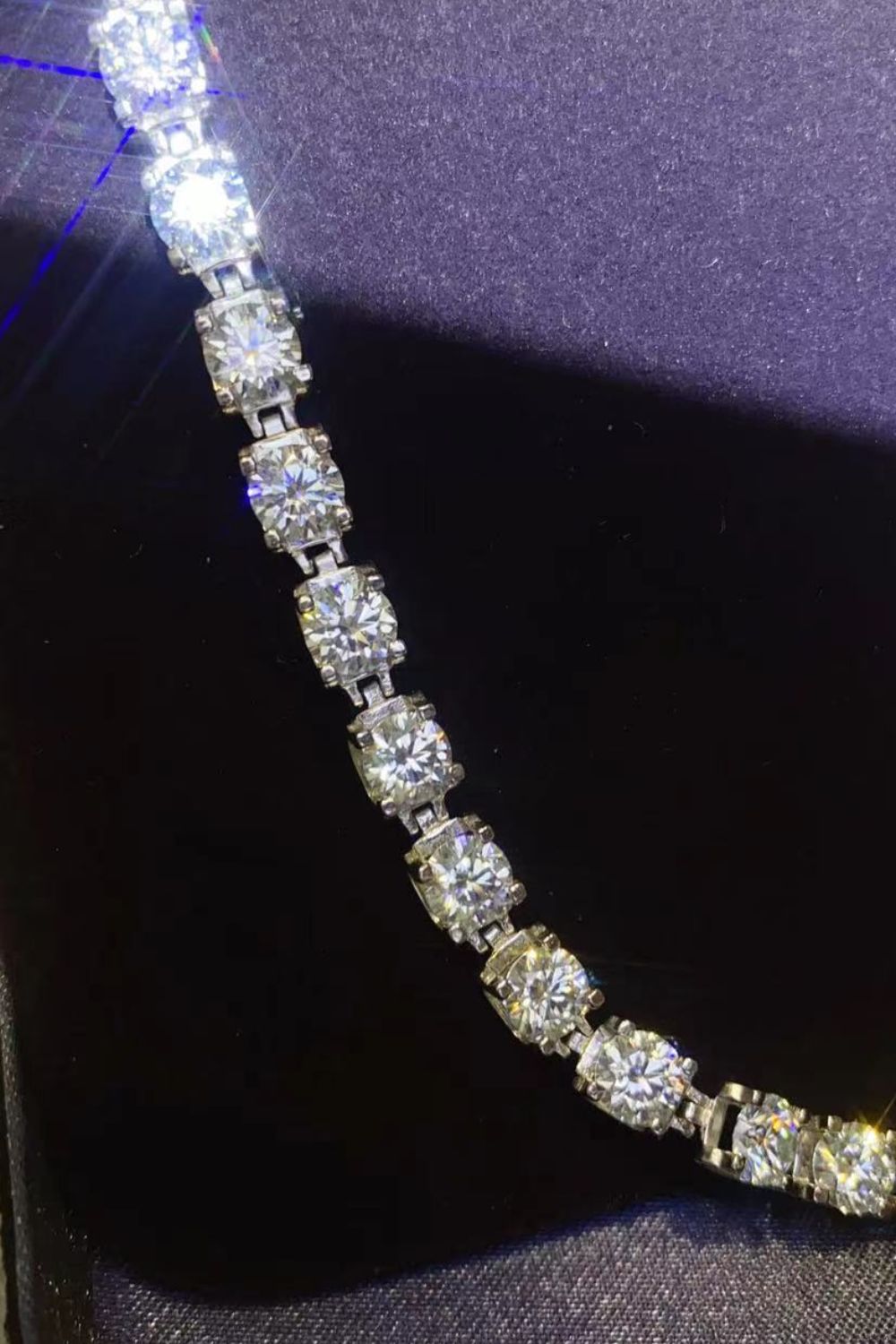 10 Carat Moissanite Platinum-Plated Bracelet - Silver / One Size - Women’s Jewelry - Bracelets - 4 - 2024