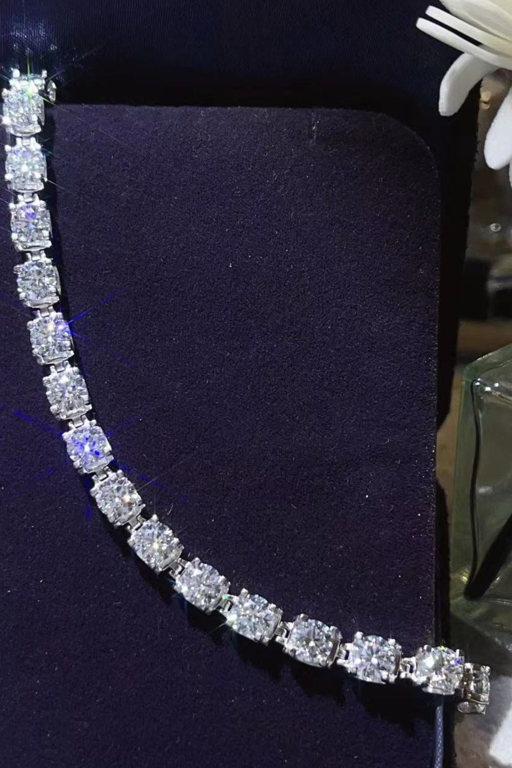 10 Carat Moissanite Platinum-Plated Bracelet - Silver / One Size - Women’s Jewelry - Bracelets - 2 - 2024