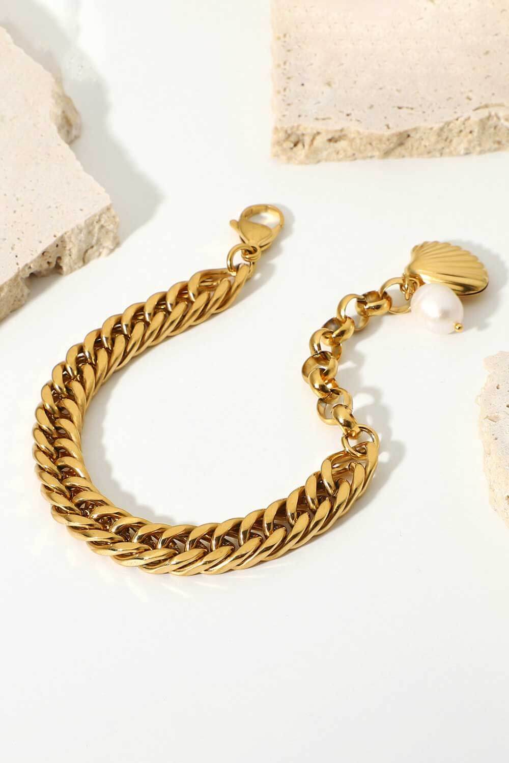 18K Gold-Plated Curb Chain Bracelet - Gold / One Size - Women’s Jewelry - Bracelets - 5 - 2024