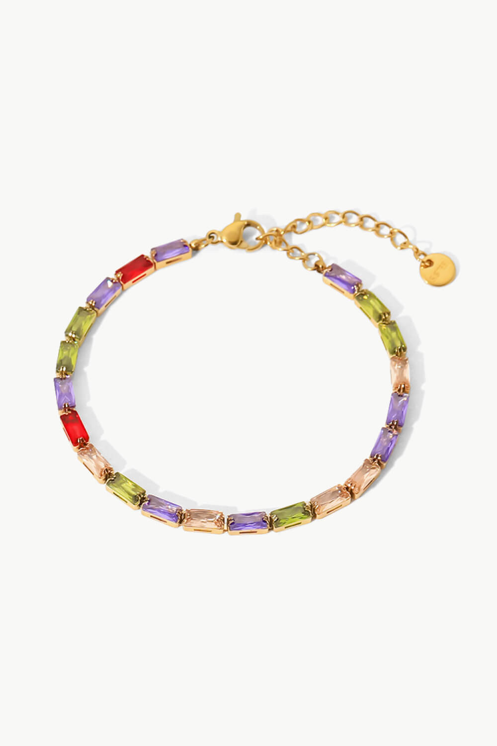 18K Gold Plated Multicolored Cubic Zirconia Bracelet - Multicolored / One Size - Women’s Jewelry - Bracelets - 1 - 2024