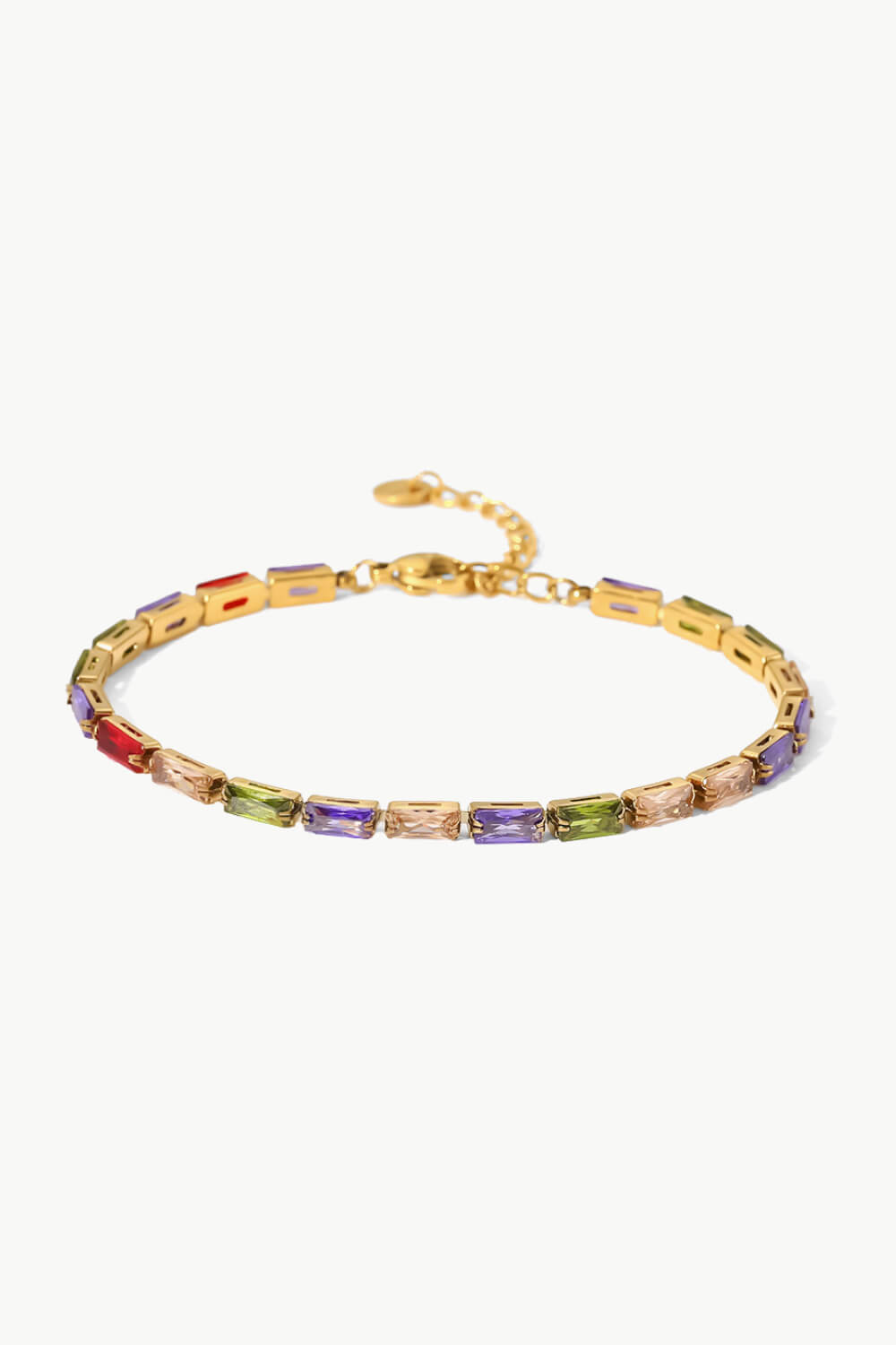 18K Gold Plated Multicolored Cubic Zirconia Bracelet - Multicolored / One Size - Women’s Jewelry - Bracelets - 2 - 2024