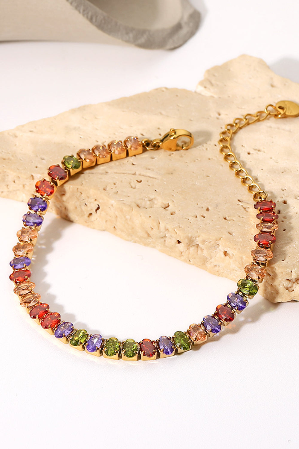 18K Gold Plated Multicolored Zircon Bracelet - Multicolored / One Size - Women’s Jewelry - Bracelets - 3 - 2024