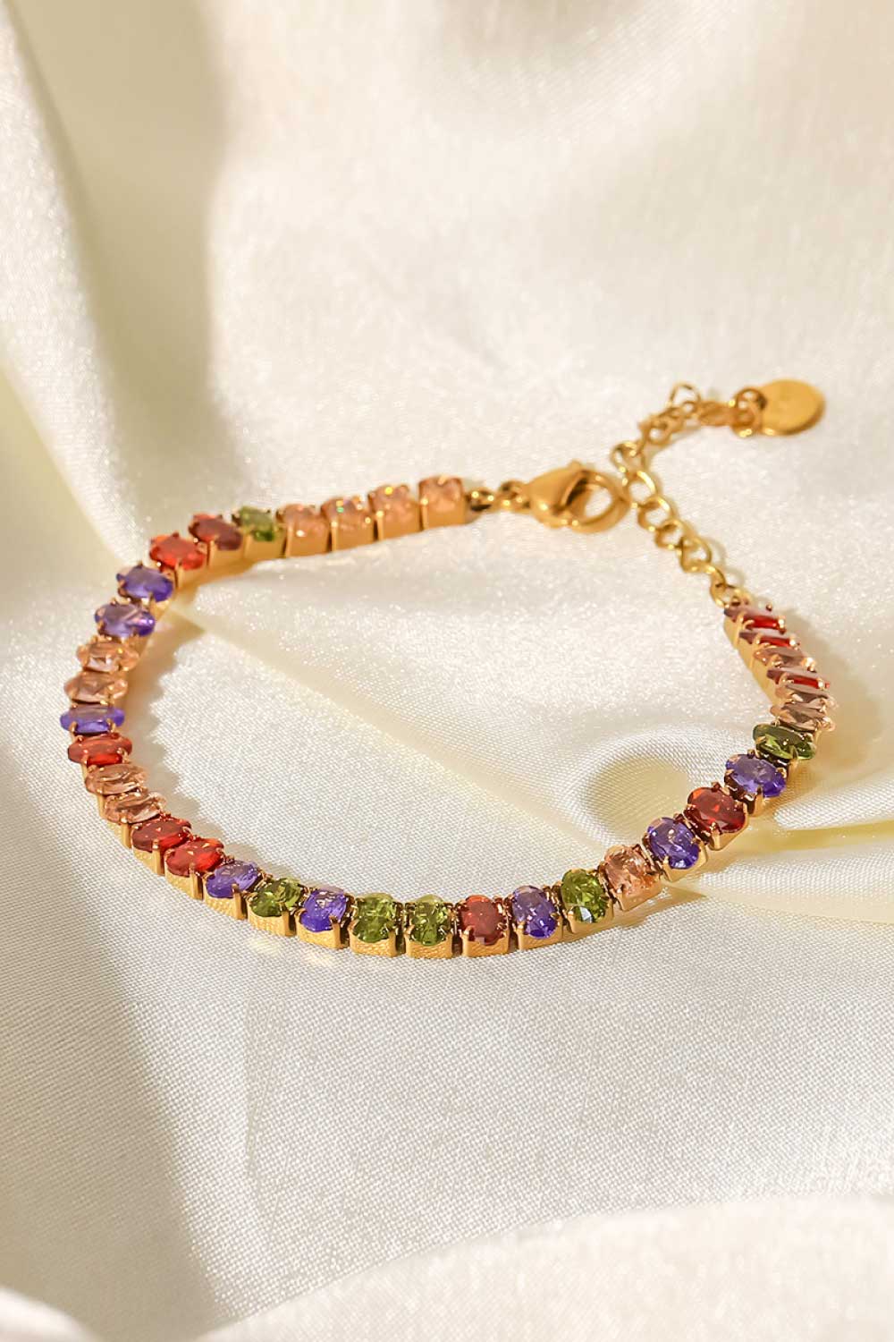 18K Gold Plated Multicolored Zircon Bracelet - Multicolored / One Size - Women’s Jewelry - Bracelets - 5 - 2024