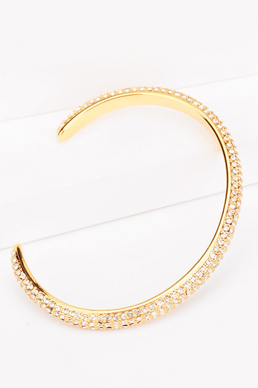 18K Gold-Plated Rhinestone Open Bracelet - Gold / One Size - Women’s Jewelry - Bracelets - 3 - 2024