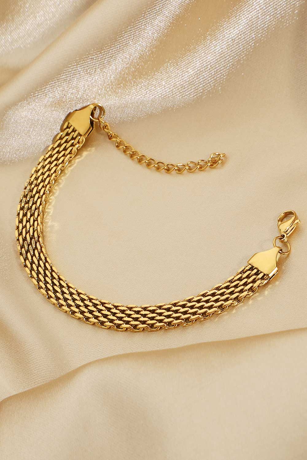 18K Gold-Plated Wide Chain Bracelet - Gold / One Size - Women’s Jewelry - Bracelets - 7 - 2024