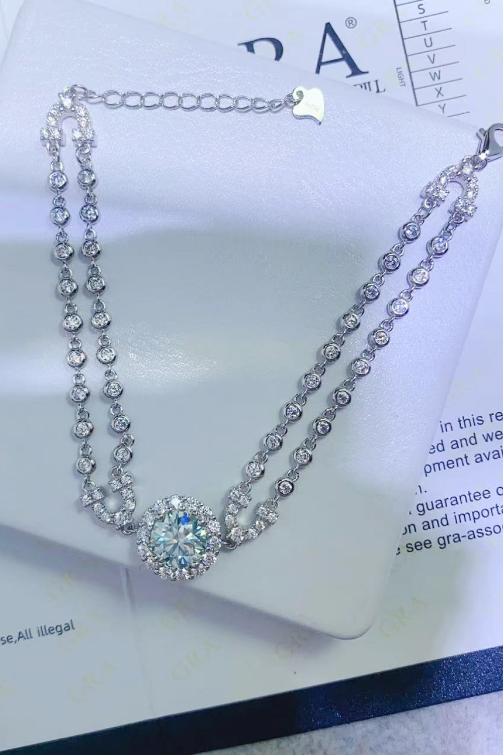 2 Carat Moissanite Double-Layered Bracelet - Silver / One Size - Women’s Jewelry - Bracelets - 7 - 2024