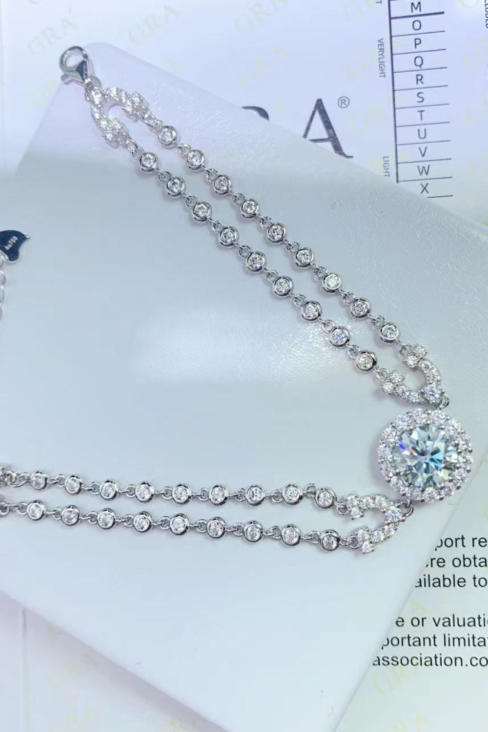 2 Carat Moissanite Double-Layered Bracelet - Silver / One Size - Women’s Jewelry - Bracelets - 2 - 2024