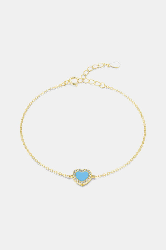 925 Sterling Silver Heart Shape Spring Ring Closure Bracelets - Gold / One Size - Women’s Jewelry - Bracelets - 1 - 2024