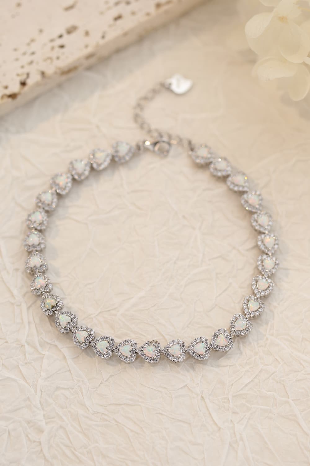 925 Sterling Silver Opal Heart Bracelet - Women’s Jewelry - Bracelets - 3 - 2024