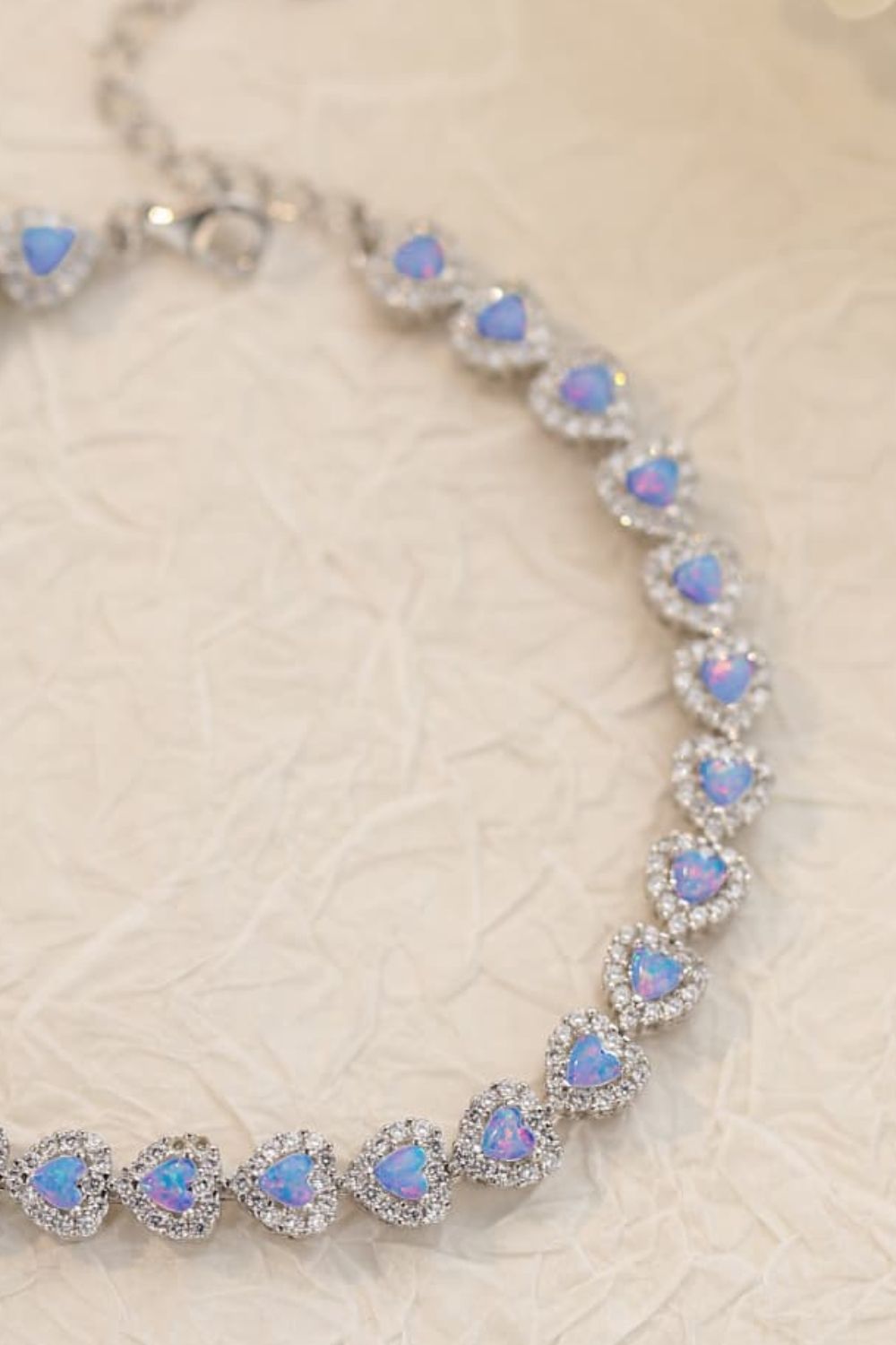 925 Sterling Silver Opal Heart Bracelet - Women’s Jewelry - Bracelets - 7 - 2024