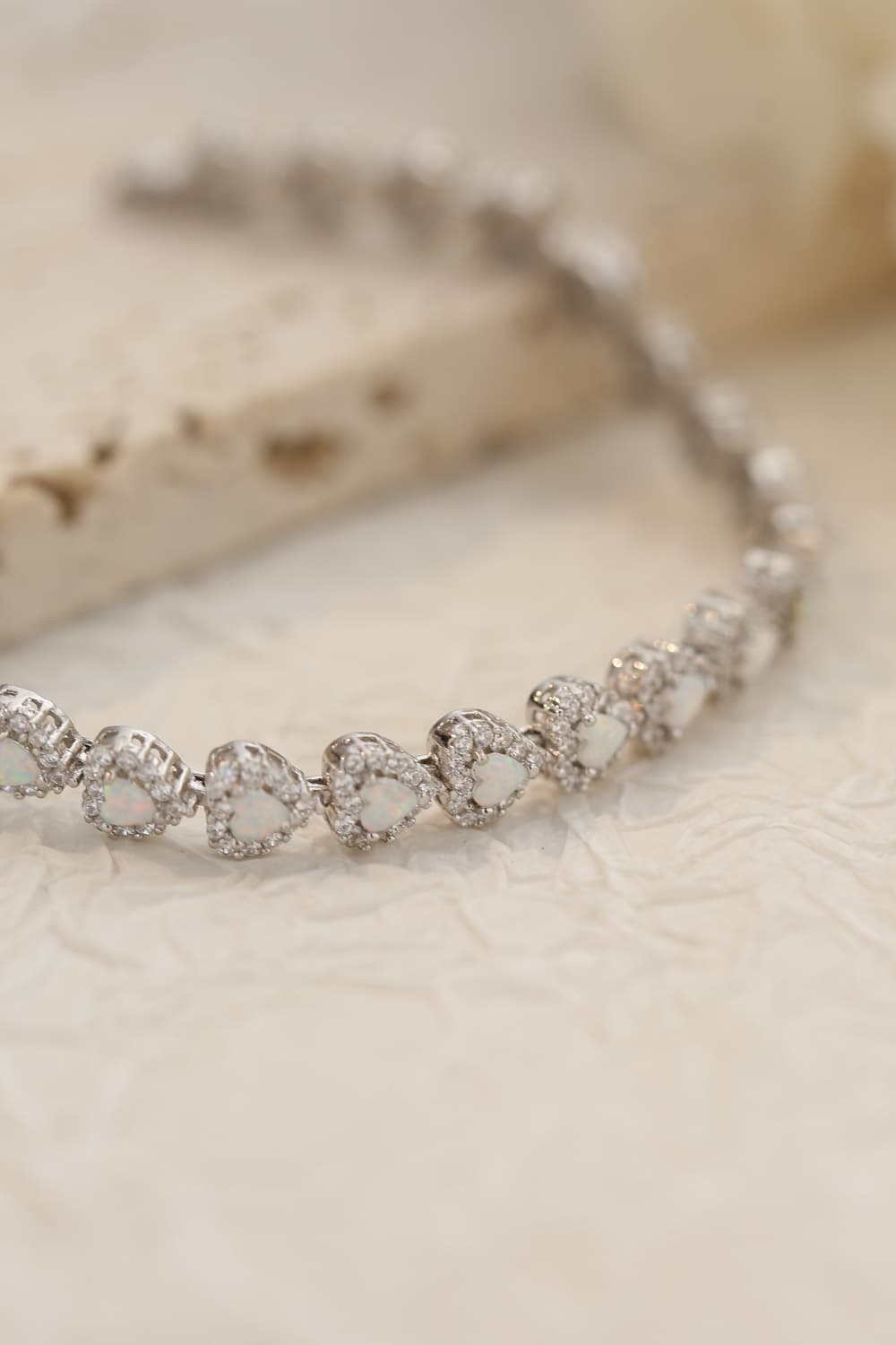 925 Sterling Silver Opal Heart Bracelet - Women’s Jewelry - Bracelets - 4 - 2024