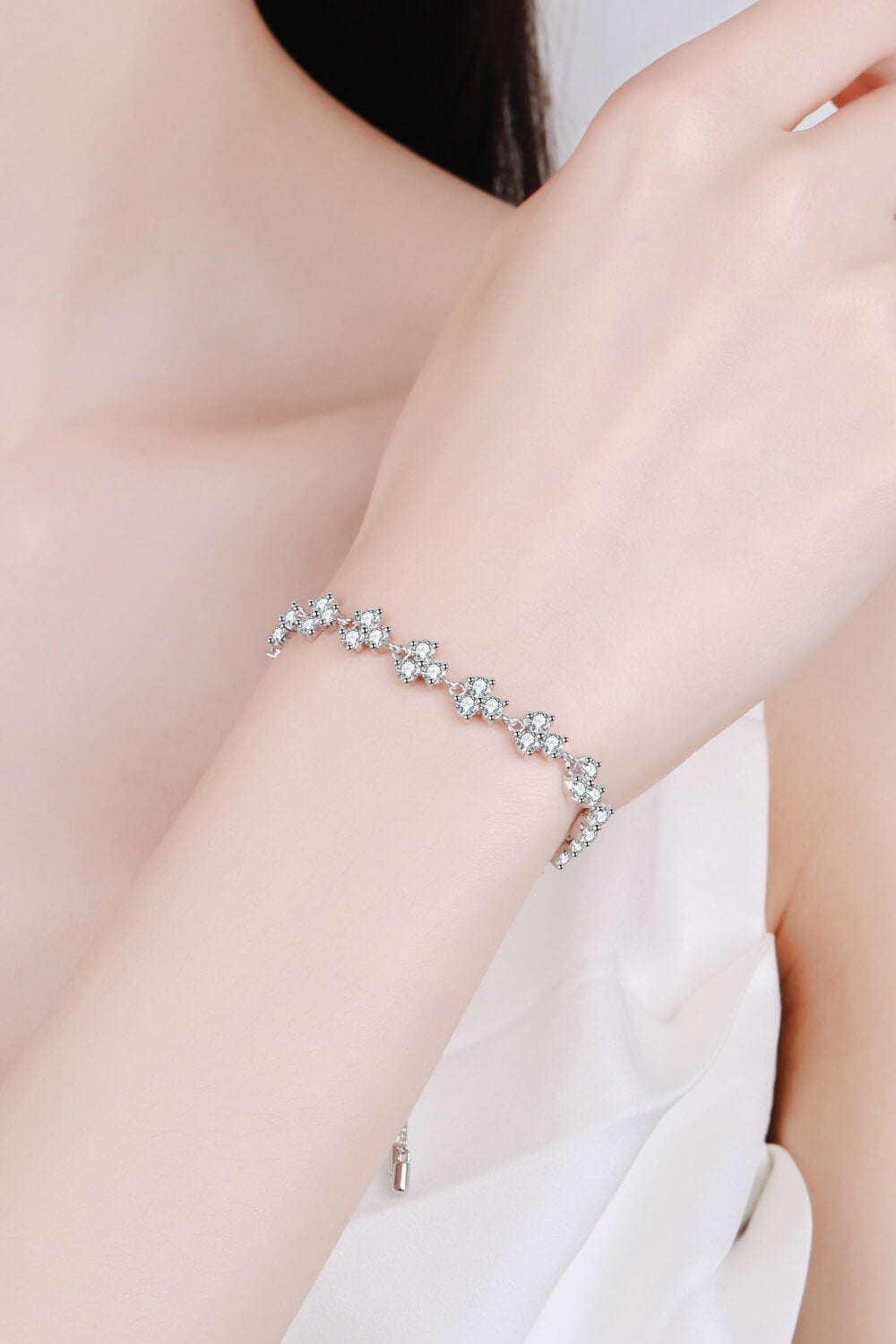 Adjustable Moissanite Bracelet - Silver / One Size - Women’s Jewelry - Bracelets - 1 - 2024