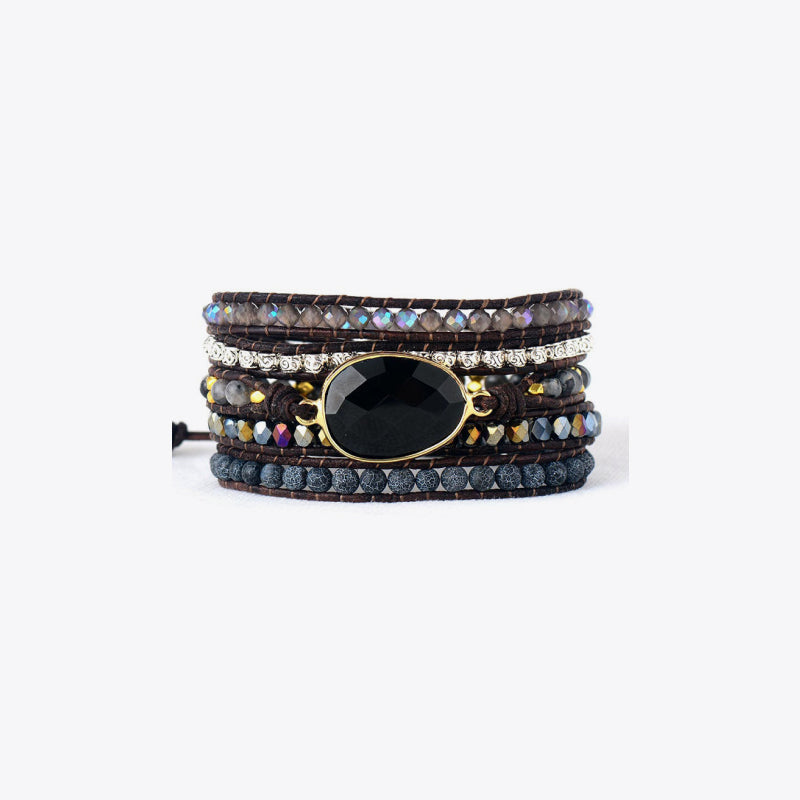Agate Beaded Bracelet - Black / One Size - Women’s Jewelry - Bracelets - 1 - 2024