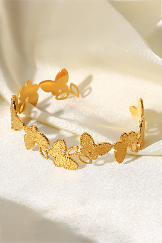 Butterfly-Shape Open Bracelet - Gold / One Size - Women’s Jewelry - Bracelets - 1 - 2024