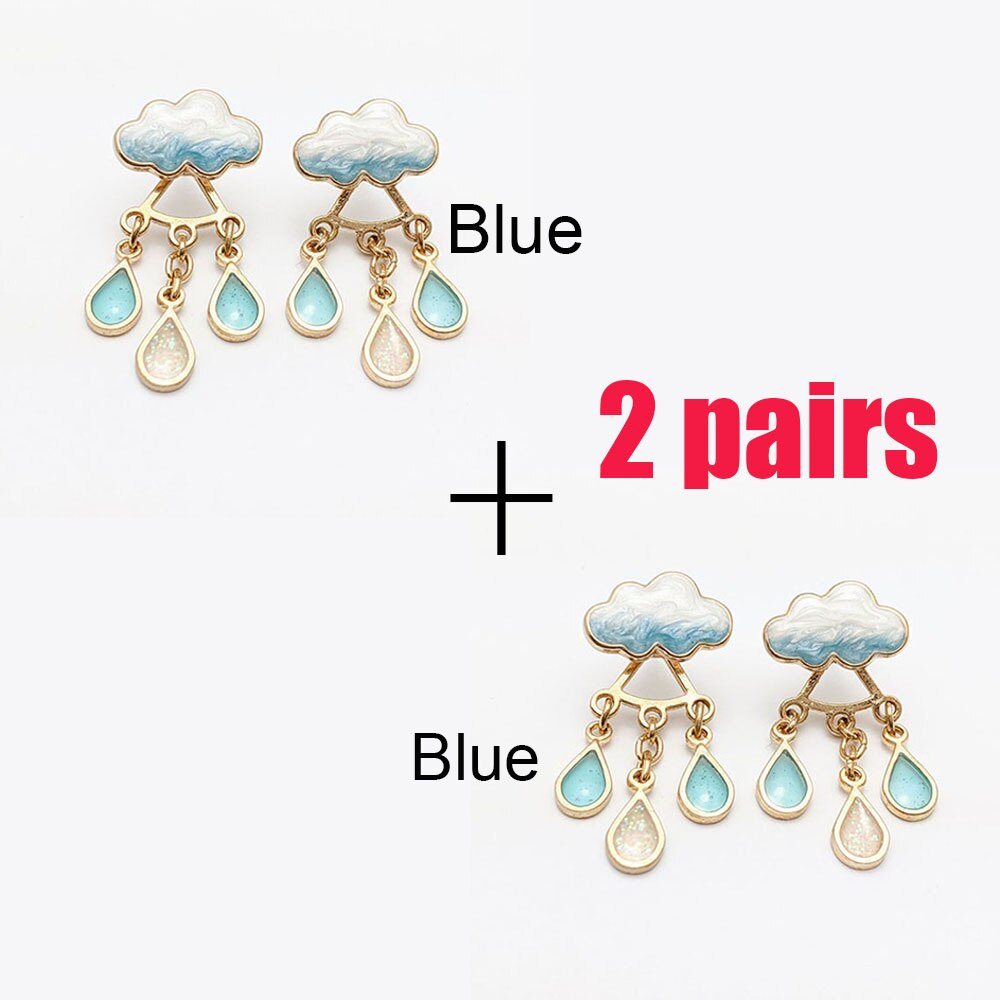 Cute Cloud Rain Drop Earrings - Blue and Blue - Women’s Jewelry - Shirts & Tops - 10 - 2024