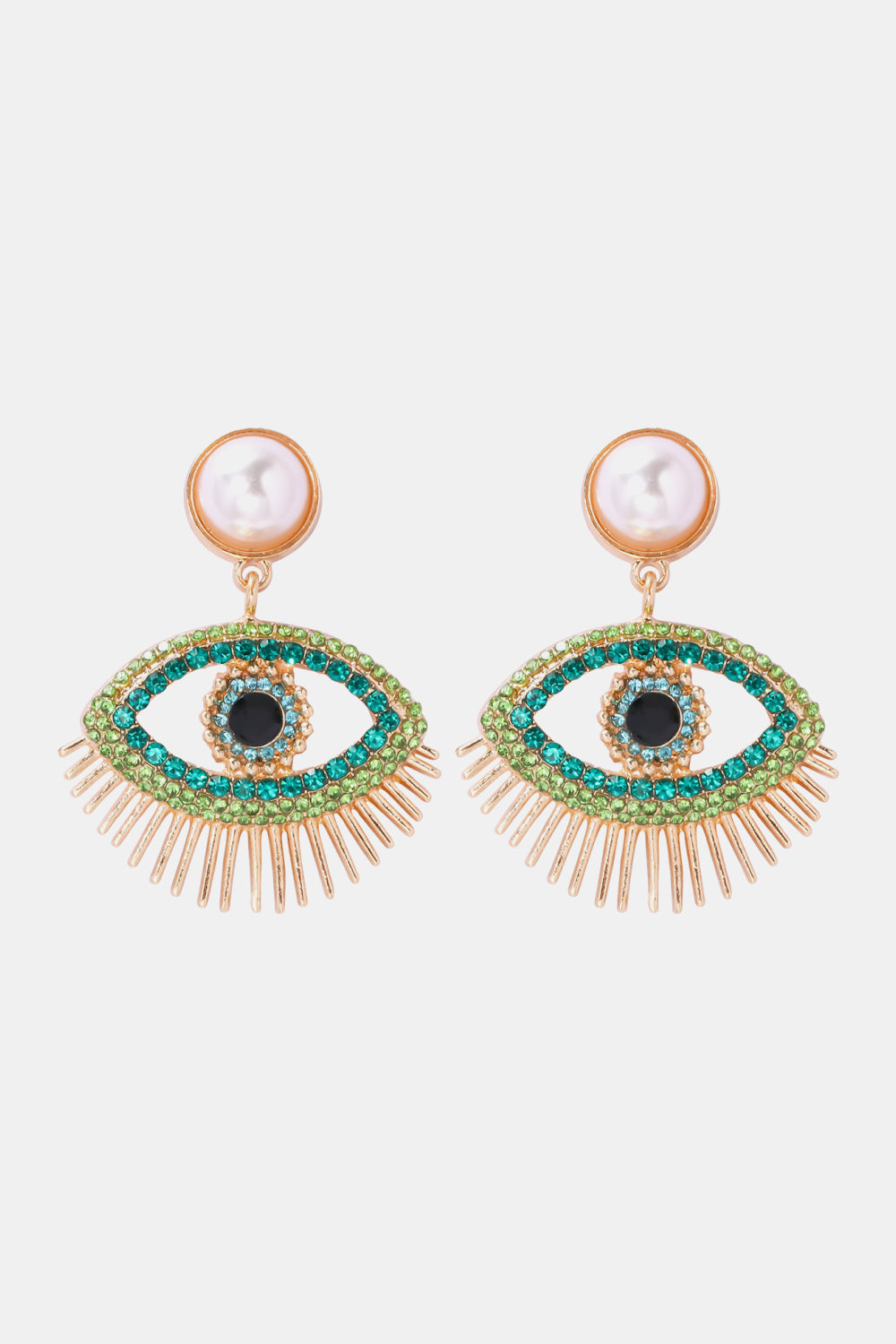 Evil Eye Shape Rhinestone Zinc Alloy Synthetic Dangle Earrings - Light Green / One Size - Women’s Jewelry - Earrings