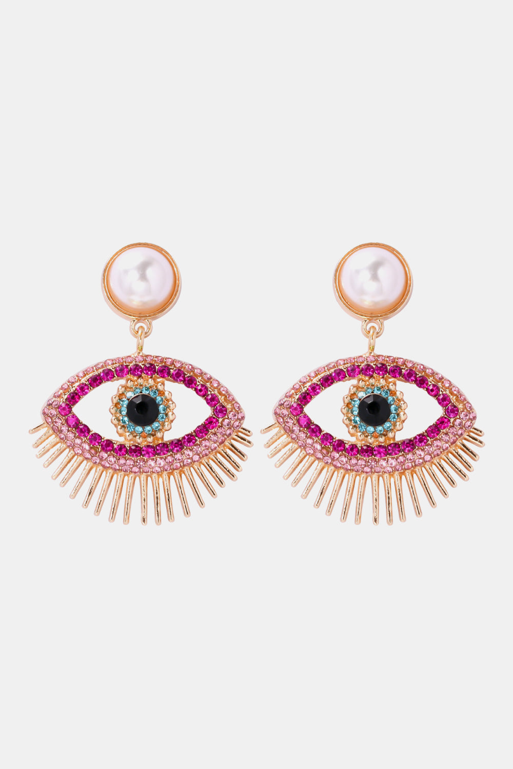 Evil Eye Shape Rhinestone Zinc Alloy Synthetic Dangle Earrings - Pink / One Size - Women’s Jewelry - Earrings - 1 - 2024