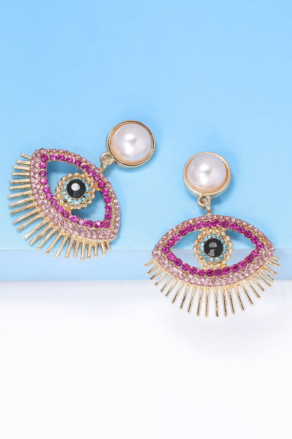 Evil Eye Shape Rhinestone Zinc Alloy Synthetic Dangle Earrings - Women’s Jewelry - Earrings - 3 - 2024